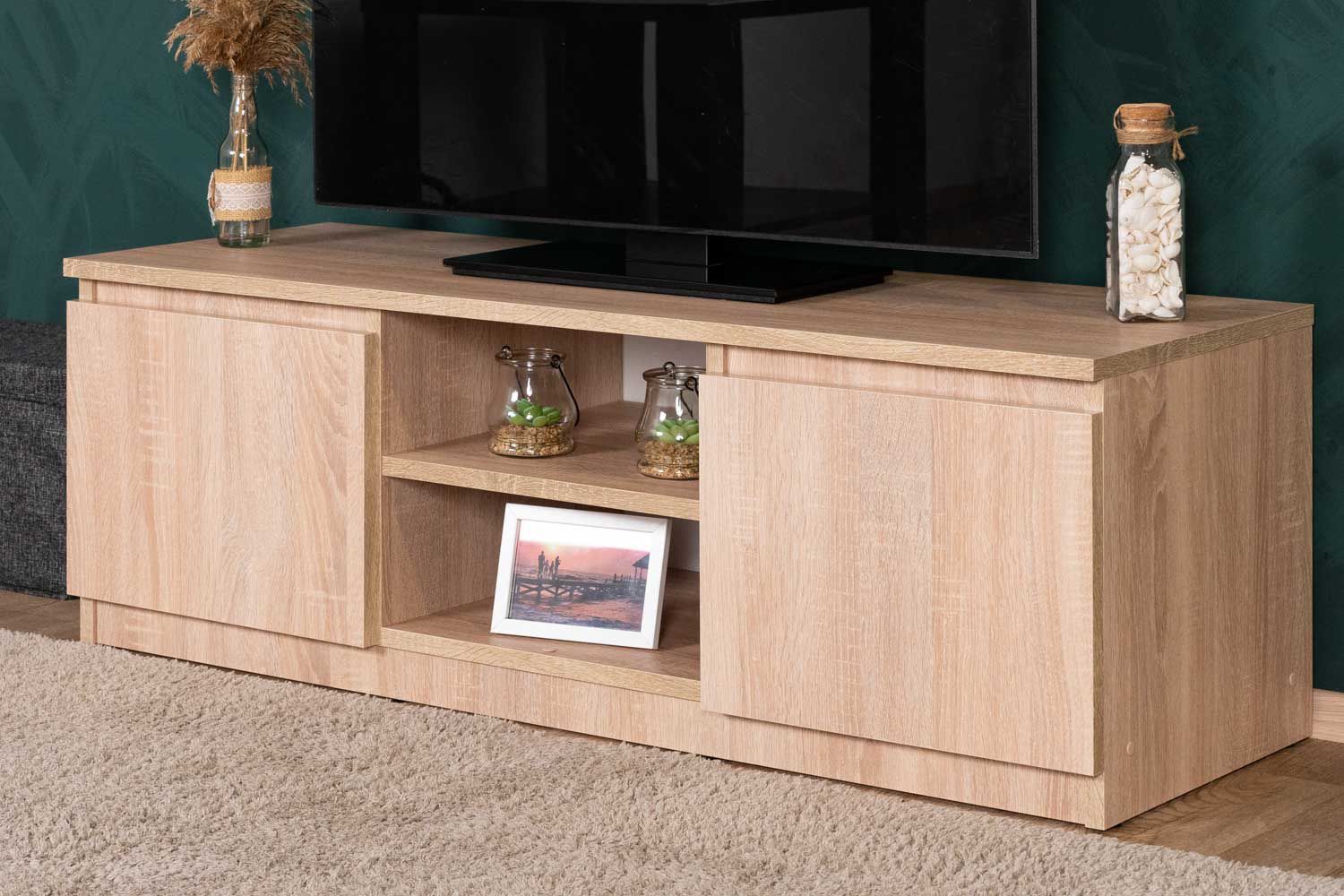 Meuble TV Olavarria 05, Couleur : Chêne de Sonoma - 40 x 120 x 41 cm (H x L x P)