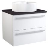 Meuble sous-lavabo Bidar 49, couleur : blanc brillant / chêne noir - 53 x 60 x 45 cm (H x L x P)