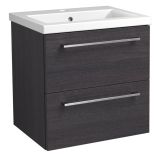 Meuble lavabo Nadiad 45, couleur : chêne noir - 50 x 51 x 39 cm (H x L x P)