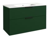 Meuble sous vasque Ongole 20, Couleur : Vert foncé - Dimensions : 62 x 101 x 46 cm (h x l x p)