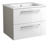 Meuble lavabo Noida 09, couleur : beige / blanc brillant - 50 x 61 x 46 cm (H x L x P)