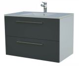 Meuble lavabo Bijapur 18, couleur : gris brillant - 50 x 76 x 47 cm (H x L x P)