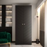 Armoire au design épuré Beskiden 16, Couleur : Noir - dimensions : 236,5 x 100 x 47 cm (h x l x p)