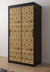 Armoire élégante au design rafraîchissant Dom 41, Couleur : Noir mat / Chêne Artisan - Dimensions : 200 x 100 x 62 cm (h x l x p), avec cinq casiers