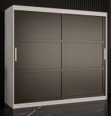 Armoire stylée Liskamm 18, Couleur : Blanc mat / Noir mat - Dimensions : 200 x 200 x 62 cm (h x l x p), avec 10 compartiments et deux tringles à vêtements