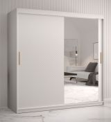 Armoire noble avec 10 compartiments Balmenhorn 37, Couleur : Blanc mat - Dimensions : 200 x 180 x 62 cm (h x l x p), avec une porte à miroir