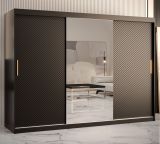 Armoire grand format à trois portes Balmenhorn 48, Couleur : Noir mat - Dimensions : 200 x 250 x 62 cm (h x l x p), avec grand espace de rangement