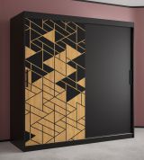 Armoire au design élégant Finsteraarhorn 04, Couleur : Noir mat - Dimensions : 200 x 180 x 62 cm (h x l x p), avec 10 compartiments et deux tringles à vêtements