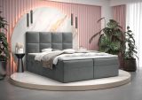 Lit Boxspring moderne avec espace de rangement Pirin 59, Couleur : Gris - Surface de couchage : 180 x 200 cm (l x L)