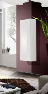 Armoire suspendue blanche Raudberg 22, Couleur : Blanc - dimensions : 126 x 40 x 29 cm (h x l x p), avec fonction push-to-open