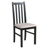 Chaise de salle à manger SIGULDA, assise confortablement rembourrée, revêtement en beige, hauteur d'assise 47 cm, rembourrage en mousse T-25, bois de hêtre massif en noir