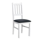 Chaise blanche Orenburg avec rembourrage en noir, grand confort d'assise grâce à la mousse T-25, bois de hêtre teinté en blanc, aspect classique, particulièrement robuste