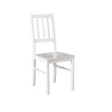 Chaise de salle à manger Elista de style classique, en bois de hêtre massif blanc, matériau durable et robuste, supporte les charges, hauteur d'assise de 45 cm