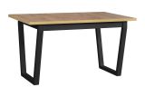 Table de salle à manger KRISTAP en noir/chêne, dimensions 80 x 140/180 cm (H x P), hauteur du plateau 32 mm, pieds métalliques stables, haute résistance, surface laminée