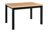 Table de salle à manger BAIBA en noir/chêne, dimensions 80 x 120/150 cm (l x p), hauteur du plateau 32 mm, pieds en bois robustes, piétement en hêtre, haute résistance