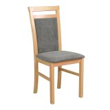 Chaise de salle à manger Smilten, confortablement rembourrée, revêtement en tissu gris, hauteur d'assise 47 cm, rembourrage en mousse T-25, bois de hêtre massif, tissu résistant