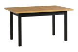 Grande table de salle à manger JAAK en noir/chêne, extensible, dimensions 90 x 140/220 (l x p), hauteur du plateau de table de 32 mm, surface laminée, pieds en bois