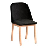 Fauteuil en hêtre Dorpat rembourré, corps en hêtre massif, rembourrage en mousse T-25, revêtement en tissu noir, matériaux de qualité, bois robuste