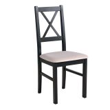 Chaise de salle à manger Derbent, assise confortablement rembourrée, revêtement gris clair/beige, hauteur d'assise 47 cm, rembourrage en mousse T-25, bois de hêtre massif noir