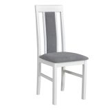 Fauteuil de salle à manger classique Nasran, rembourrage gris, hauteur d'assise de 47 cm, hêtre massif robuste en blanc, durable, matériau de qualité supérieure