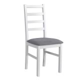 Fauteuil Koknese en hêtre massif blanc, hauteur d'assise 47 cm, bois de grande qualité, matériau durable, aspect classique, rembourré, tissu : gris