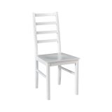 Chaise de salle à manger Maikop laquée en blanc, design classique, bois de hêtre massif, hauteur d'assise de 45 cm, durable, matériaux de qualité, supporte des charges importantes