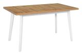 Grande table de salle à manger ARONS en blanc/chêne, dimensions 80 x 140/180 (l x p), hauteur du plateau de table de 32 mm, surface laminée, très bonne stabilité