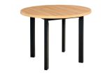 Table de salle à manger ronde LEVA en noir/chêne teinté, dimensions Ø 100, plateau de table laminé, pieds en bois stables, facile à combiner, peu encombrant