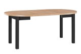 Table de salle à manger extensible ILZE en noir/chêne, ronde, dimensions Ø 100/180, hauteur du plateau 32 mm, surface laminée, piétement en hêtre