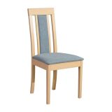 Fauteuil de salle à manger moderne Onikaas gris rembourré, rembourrage en mousse T-25 pour un grand confort d'assise, hauteur d'assise de 47 cm, bois de hêtre massif robuste, durable