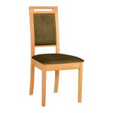 Fauteuil classique Paide avec rembourrage confortable en mousse T-25, hauteur d'assise de 47 cm, bois de hêtre robuste couleur chêne Grandson, tissu vert olive