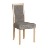 Chaise de salle à manger Loideus au design moderne traditionnel, hauteur d'assise de 47 cm, rembourrage gris, coussin en mousse T-25, bois de hêtre aspect chêne Sonoma