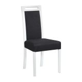 Chaise classique Alangis avec rembourrage confortable en PES noir, hauteur d'assise de 47 cm, bois de hêtre robuste dans la couleur blanche, grand confort d'assise