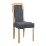 Fauteuil en bois couleur chêne Therpha avec rembourrage, mousse T-25 pour un grand confort d'assise, bois de hêtre, hauteur d'assise de 47 cm, style classique, bois durable