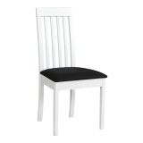 Fauteuil de salle à manger rembourré Sukrao avec assise rembourrée en mousse T-25, revêtement en tissu PES, bois de hêtre en blanc, aspect classique, hauteur d'assise de 47 cm