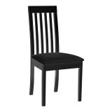 Fauteuil de salle à manger noir Sukrao en bois de hêtre, revêtement en tissu noir, rembourrage en mousse T-25 pour un grand confort d'assise, hauteur d'assise de 47 cm