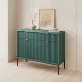 Commode au design moderne Worthing 02, Couleur : Turquoise / Noir / Or - dimensions : 83 x 104 x 39 cm (h x l x p)