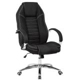 Fauteuil de bureau en look jeans exceptionnel Apolo 105, Couleur : Noir / Chrome, réglable selon le poids du corps