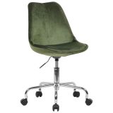 Chaise pivotante design Apolo 112, Couleur : Vert / Chrome, revêtement en velours