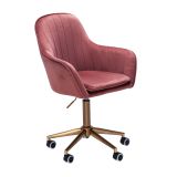 Chaise pivotante design Apolo 117, Couleur : Rose / Or, avec coque d'assise agréablement moulée pour un grand confort