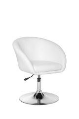 Fauteuil de cocktail rétro Apolo 133, Couleur : Blanc / Chrome, assise pivotante à 360° & réglable en hauteur