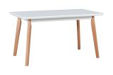 Table de salle à manger extensible ESTER en blanc/hêtre, dimensions 80 x 140/180 (l x p), hauteur du plateau de table de 32 mm, surface plaquée, belles veinures