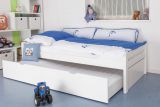 Lit enfant / lit jeune "Easy Premium Line" K1/1h incl. 2ème couchette et 2 panneaux de recouvrement, 90 x 200 cm bois de hêtre massif laqué blanc