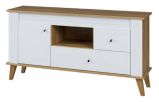 Meuble TV Bambey 13, couleur : chêne / blanc - 70 x 134 x 39 cm (H x L x P)