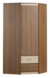 Pasuruan 16 armoire à portes battantes / armoire d'angle, couleur : noyer / érable - Dimensions : 195 x 85 x 85 cm (H x L x P)