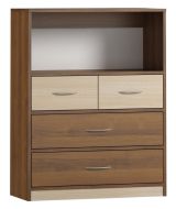 Commode Pasuruan 14, couleur : noyer / érable - Dimensions : 110 x 85 x 37 cm (H x L x P)