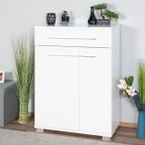 Armoire à chaussures Garim 49, Couleur : Blanc brillant - Dimensions : 101 x 76 x 35 cm (h x l x p)