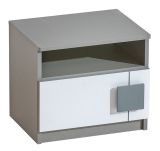 Chambre des jeunes - Table de nuit Elias 12, couleur : blanc / gris - Dimensions : 42 x 45 x 35 cm (h x l x p)