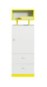 Chambre d'adolescents - Armoire "Geel" 29, blanc / jaune - Dimensions : 135 x 45 x 40 cm (H x L x P)