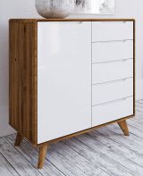 Commode Timaru 07 chêne sauvage huilé / blanc, massif partiel - Dimensions : 95 x 90 x 40 cm (h x l x p)